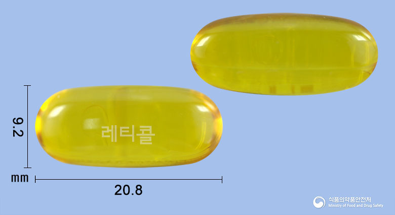 성상 변경 ; 미황색의 투명한 내용물을 함유한 노란색의 투명한 장방형 연질캡슐제 → 미황색의 투명한 내용물을 함유한 노란색의 투명한 타원형 연질캡슐제(변경 및 처분사항, 2020.05.08)
크기 변경(길이(장) : 20.8mm → 16.3mm, 길이(단) : 9.2mm → 10.0mm, 두께 : 9.2mm → 10.0mm) [제23-282호] (변경일:2023-08-14)