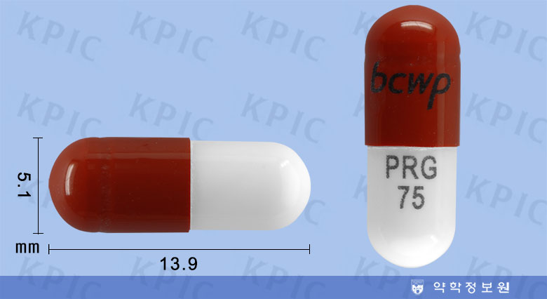 Pulinda 캡슐 75mg 제형 사진
