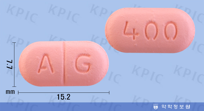 애니펜정400mg의 약품 형태 사진